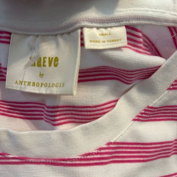 Maeve by ANTHROPOLOGIE pink white striped shirt tee top women’s small - Picture 2 of 7